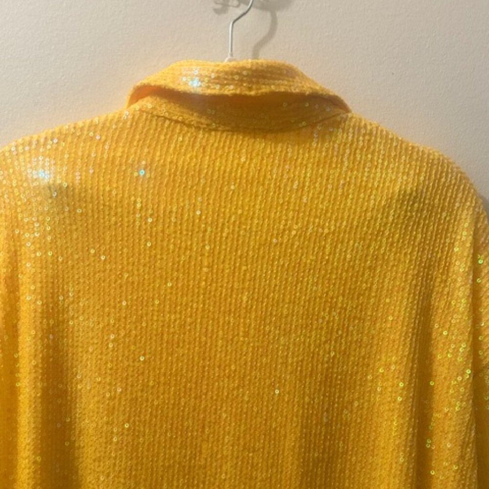 Anthropologie x Flat White Yellow Gold Sequin Button Tunic Shirt Dress NEW M - Picture 13 of 16